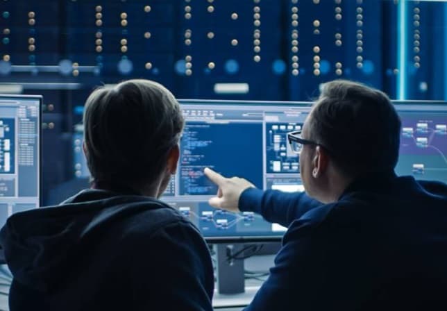 Cyber security professionals working